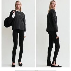 Toteme black zip ankle high waist leggings